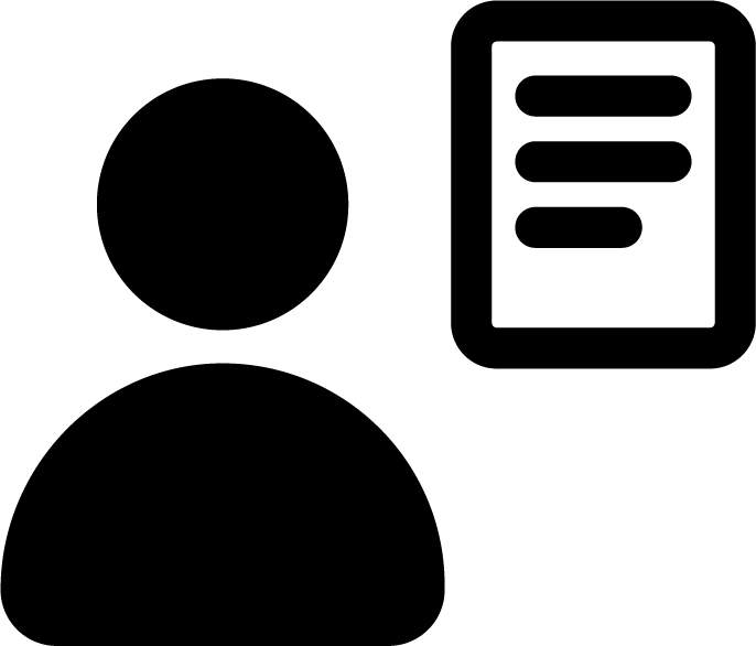 Symbol von einer Person mit einem beschriebenen Zettel